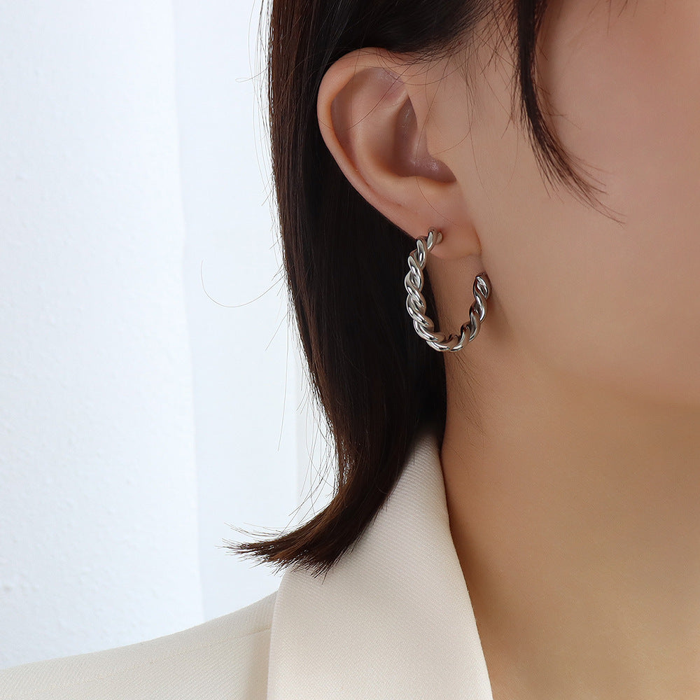 Vintage Style Twisting Texture Hoops