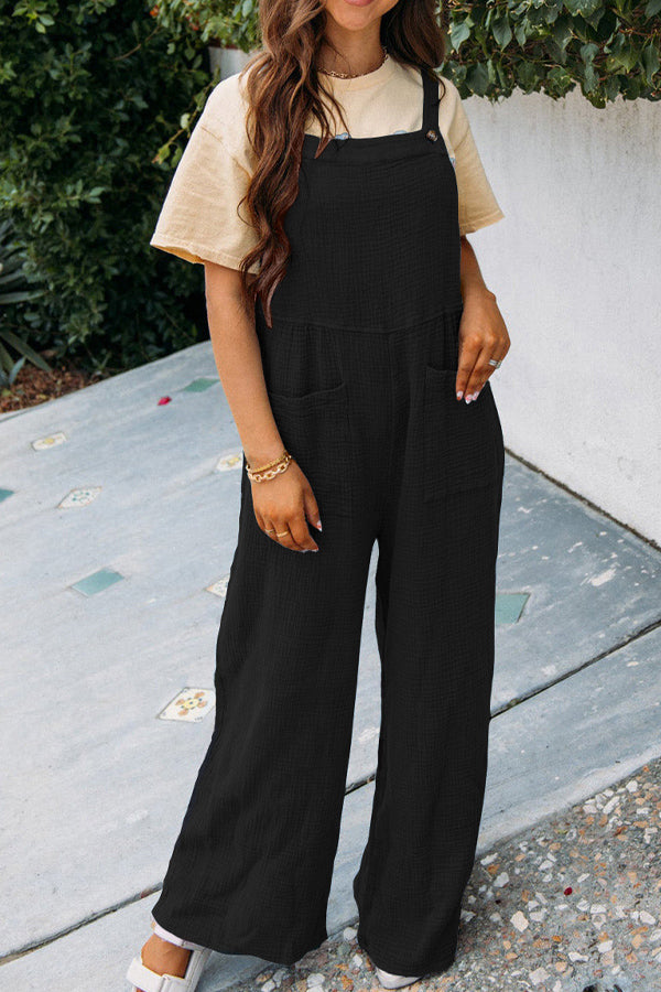 Casual Front Pocket Loose Overalls