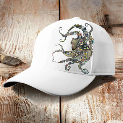 Dashingsoul Colorful Octopus Oil Painting Print Cap