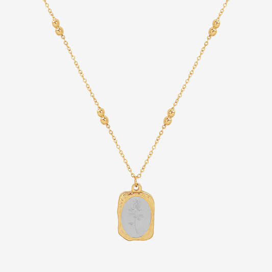 Rose Pattern Magic Mirror Pendant Necklace