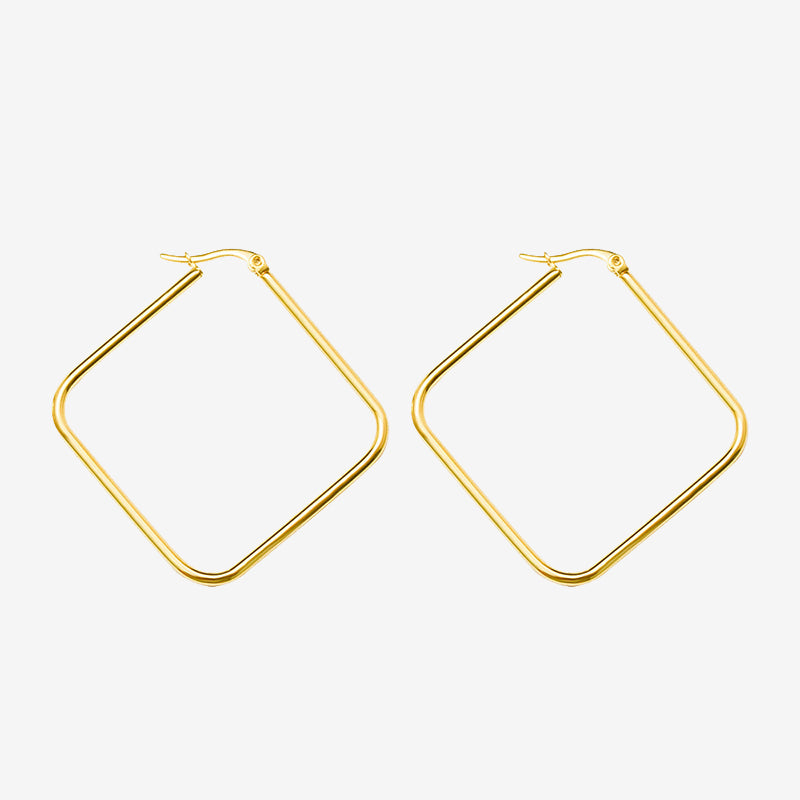 Minimalistic Diamond Shape Oversize Hoops