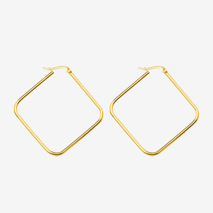Minimalistic Diamond Shape Oversize Hoops