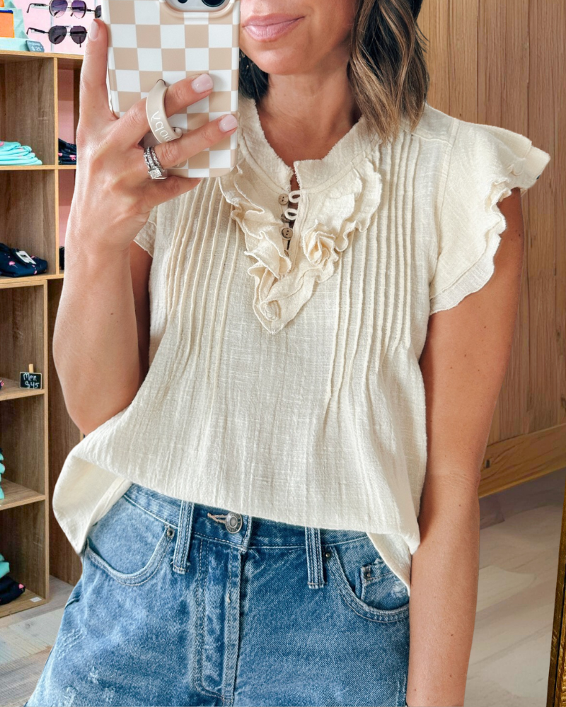 Ruffle Linen Top