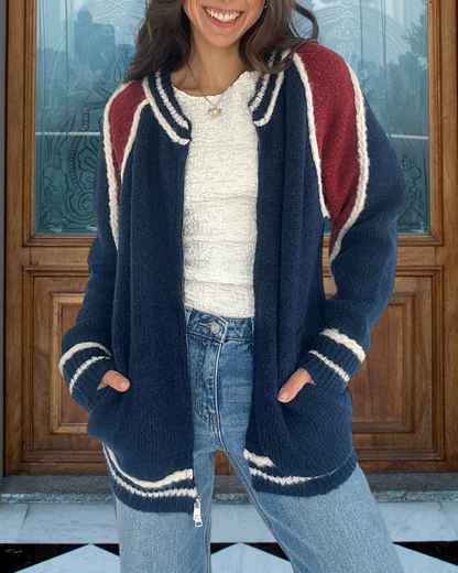 Simple Colorblock Zipper Sweater