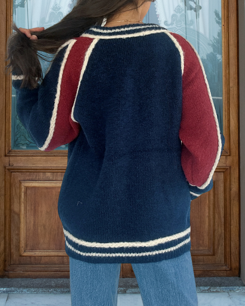 Simple Colorblock Zipper Sweater