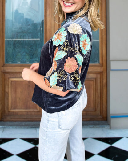 Velvet Major Embroidery Top