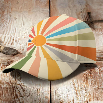 Dashingsoul Cute Kitten Rainbow Sun Ray Art Cap