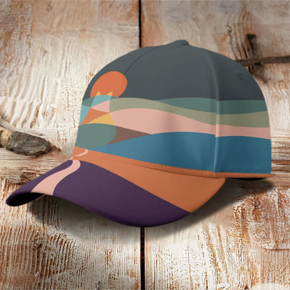 Dashingsoul Cat Mountains Landscape Sunrise Japanese Art Cap