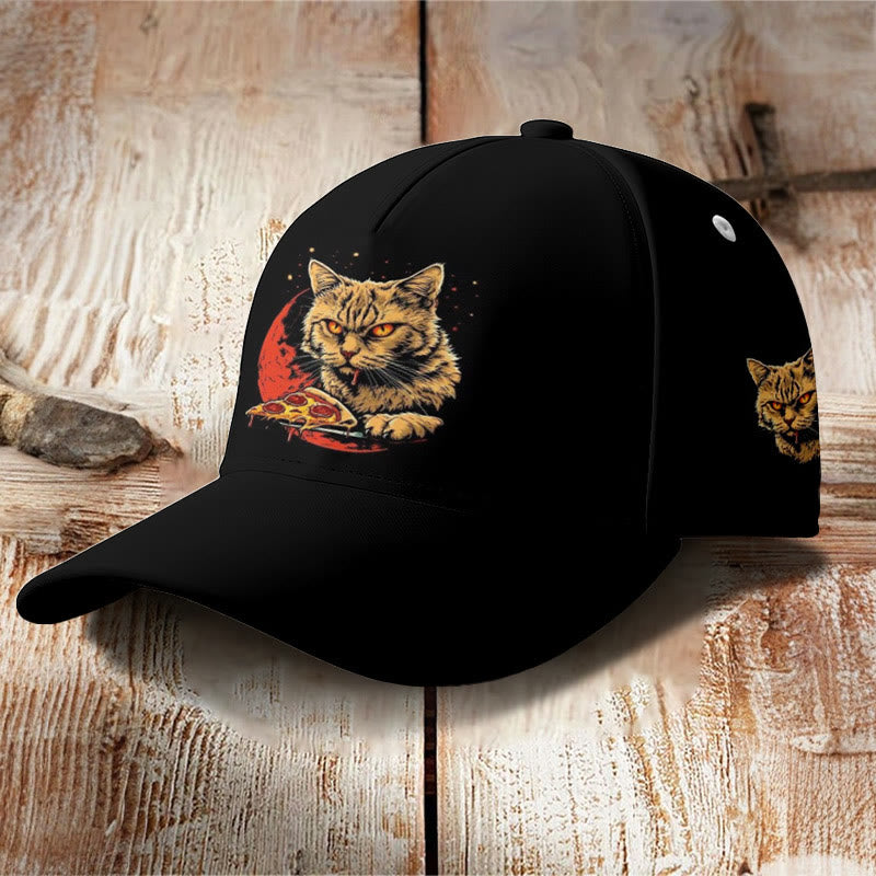 Dashingsoul Cute Cat Pizza Print Cap
