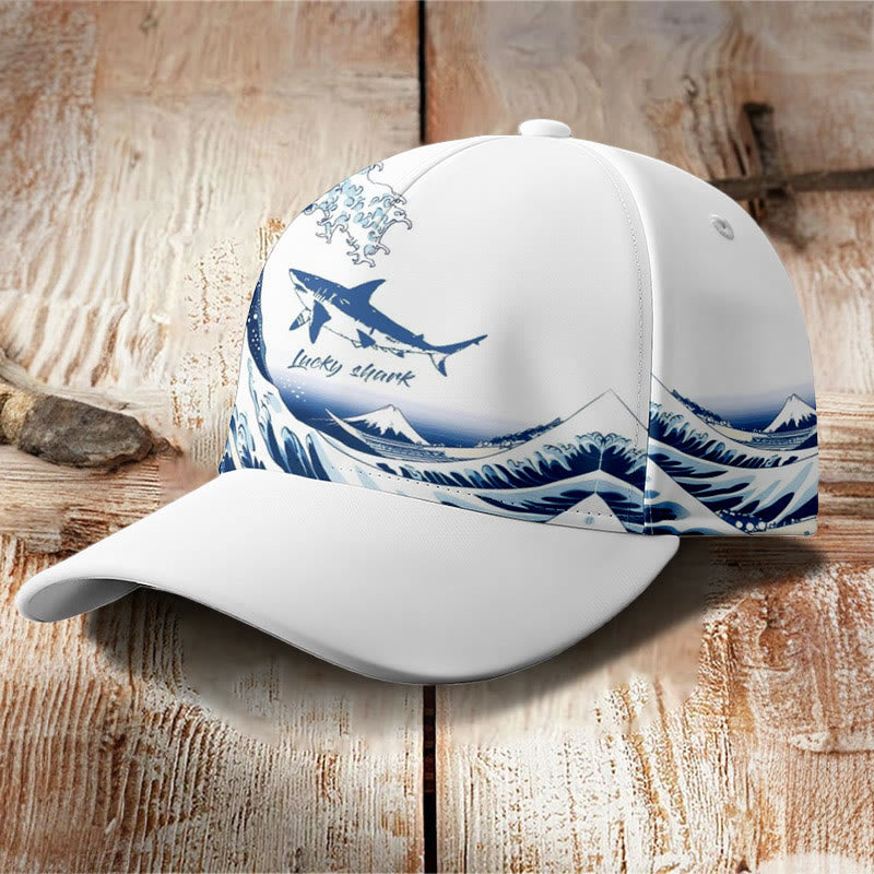 Dashingsoul Japanese Style Wave Shark Print Cap
