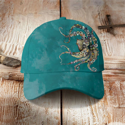 Dashingsoul Colorful Octopus Oil Painting Print Cap