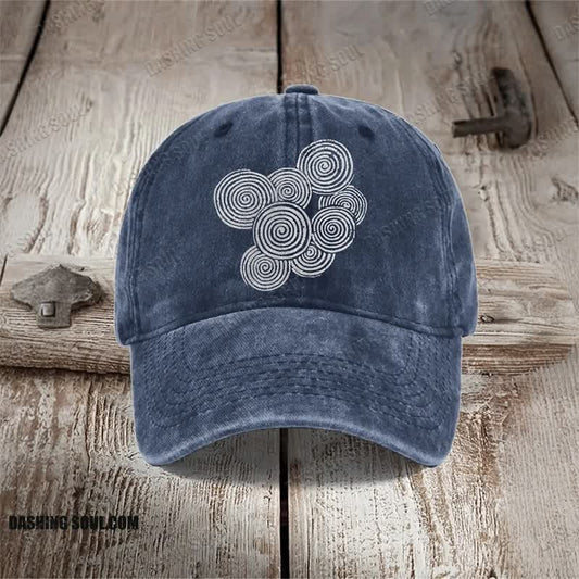 Sea Waves Ripples Japanese Lino Art Print Washed Cap