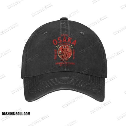OSAKA Dotonbori Octopus Japanese Design Vintage Print Washed Cap