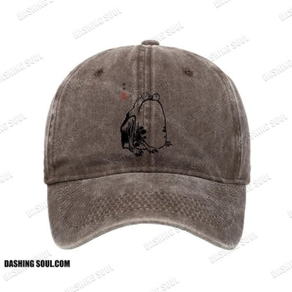 Unisex 100% Cotton Grumpy Frog Matsumoto Hoji Vintage Print Cap