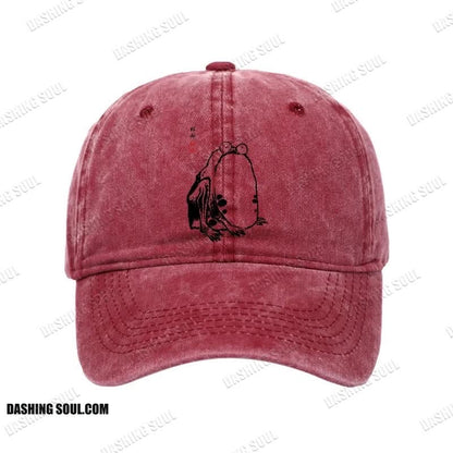 Unisex 100% Cotton Grumpy Frog Matsumoto Hoji Vintage Print Cap