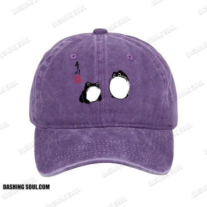 Unisex 100% Cotton Matsumoto Hoji Frogs Japan Vintage Print Cap
