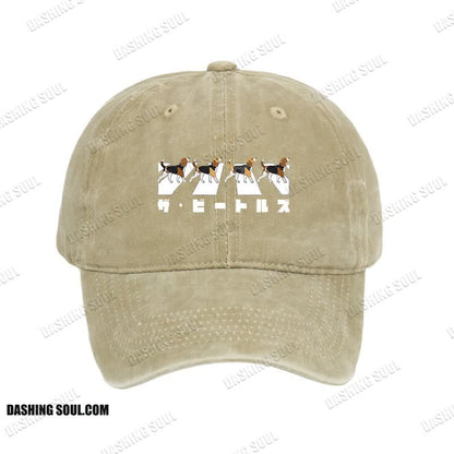 Unisex 100% Cotton Walking Beagles Vintage Print Cap