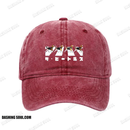 Unisex 100% Cotton Walking Beagles Vintage Print Cap