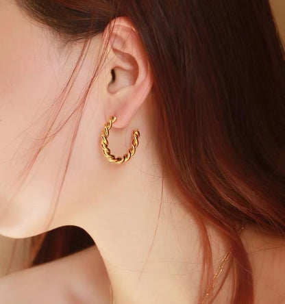 Vintage Style Twisting Texture Hoops