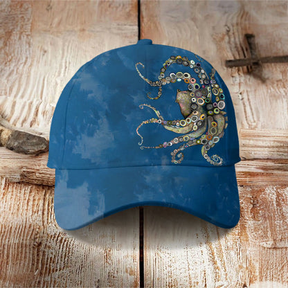 Dashingsoul Colorful Octopus Oil Painting Print Cap