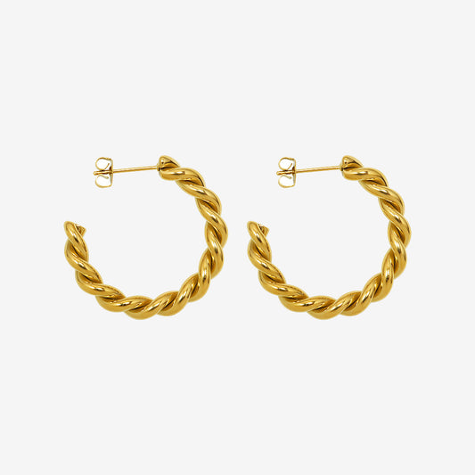 Vintage Style Twisting Texture Hoops