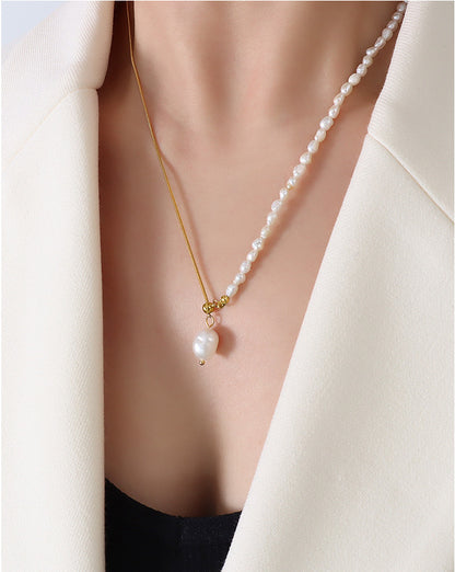 Adjustable Tassel Pearl Asymmetric Pendant Necklace