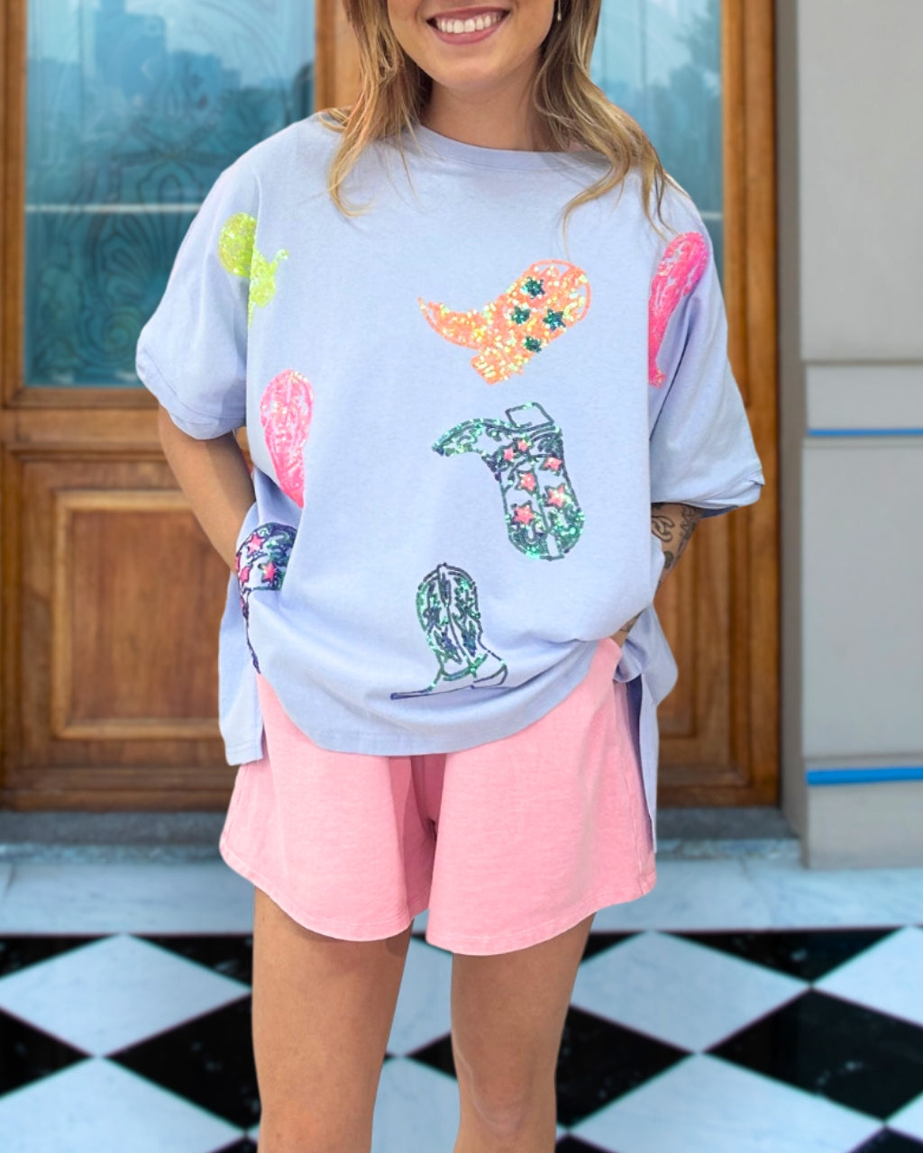 Shiny Boots Sequin T-shirt