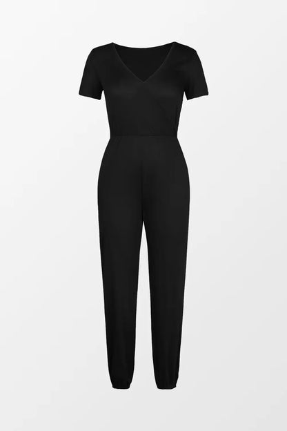 V-neck Maxi Short Sleeve Jumpsuit