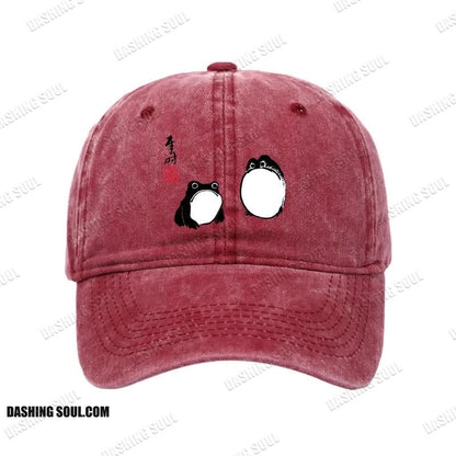 Unisex 100% Cotton Matsumoto Hoji Frogs Japan Vintage Print Cap