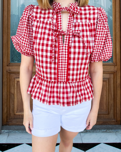 Perfect Check Puff Sleeve Blouse