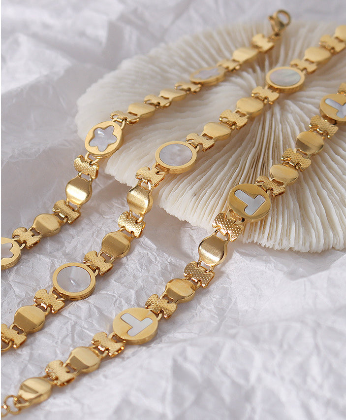 Bowknot Chain Splicing White Seashell Bracelet