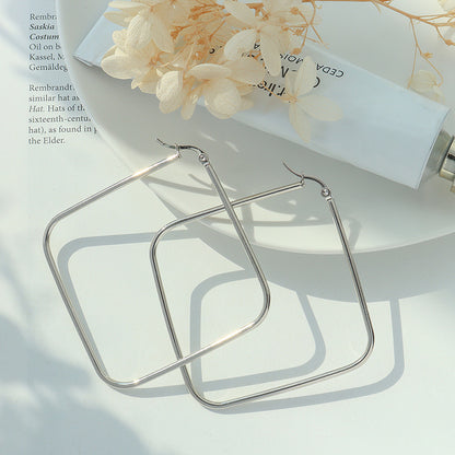 Minimalistic Diamond Shape Oversize Hoops