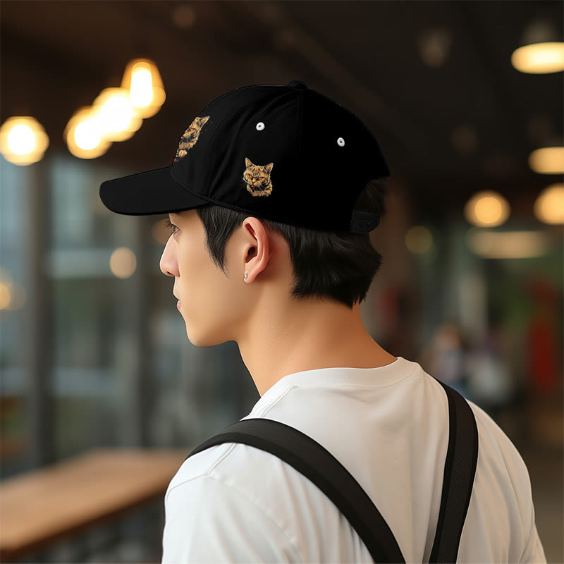 Dashingsoul Cute Cat Pizza Print Cap