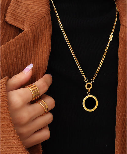 Black & White Double-Sided Pendant Necklace