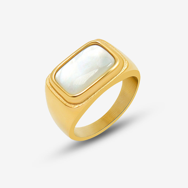 Vintage Style White Seashell Inlaid Ring