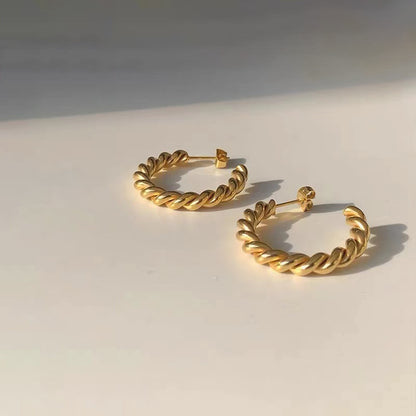 Vintage Style Twisting Texture Hoops