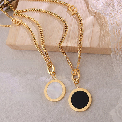 Black & White Double-Sided Pendant Necklace