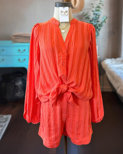 Slub Cotton Shirt Set