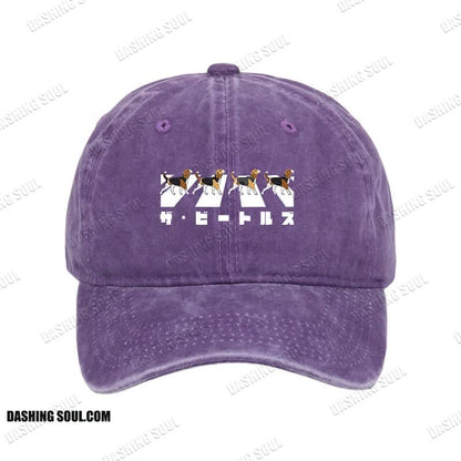 Unisex 100% Cotton Walking Beagles Vintage Print Cap