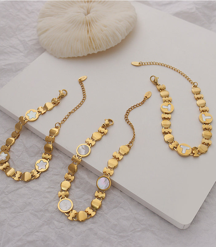 Bowknot Chain Splicing White Seashell Bracelet