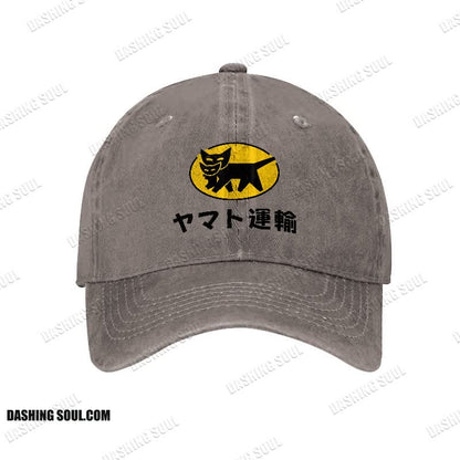 TA-Q-BIN Cat Vintage Print Washed Cap