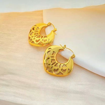 Vintage Style Hollow Heart Shape Hoops