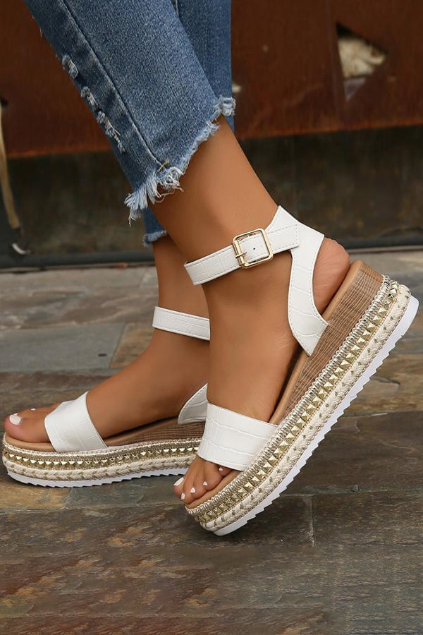 Casual Rivet Decoration Platform Sandals