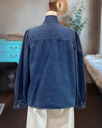 Bow Tie Denim Blouse