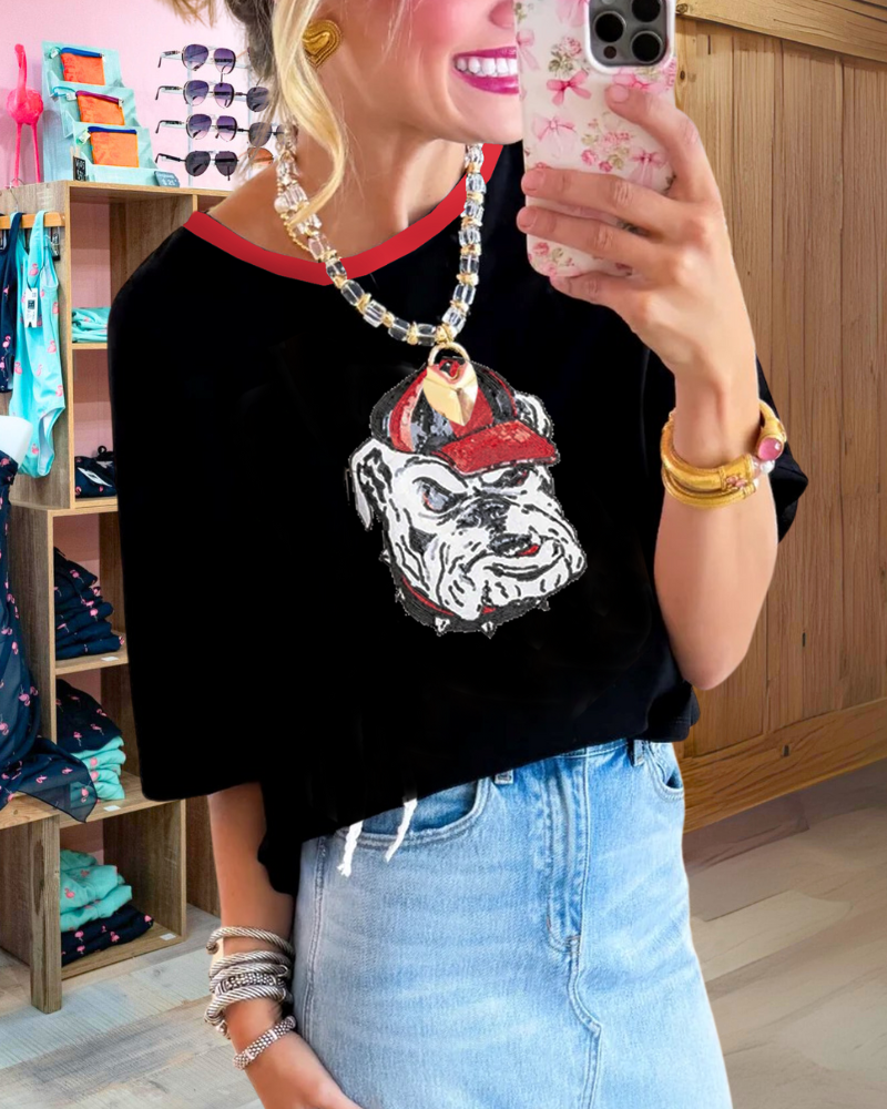 Bulldog Contrast Trim T-Shirt