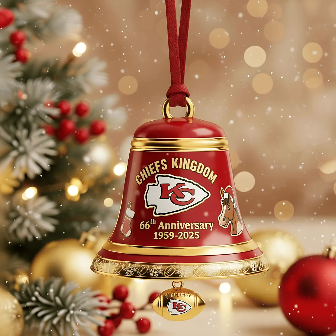 🏈NFL Team Anniversary Christmas Bell Ornament