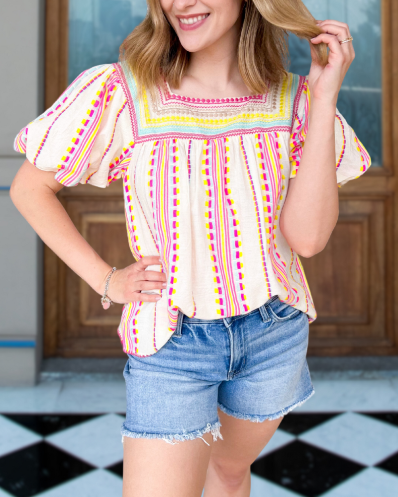 Vibrant Fiesta Neon Blouse