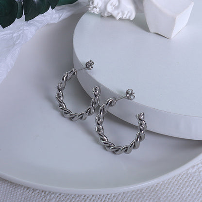 Vintage Style Twisting Texture Hoops