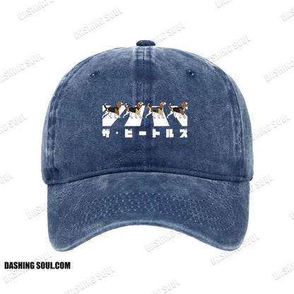 Unisex 100% Cotton Walking Beagles Vintage Print Cap