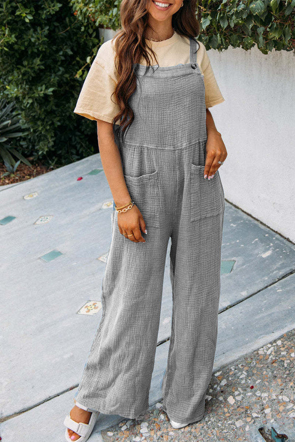 Casual Front Pocket Loose Overalls